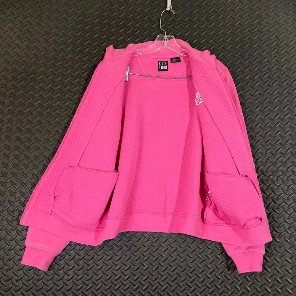 Kate Lord Golf Hot Pink Abbey Springs Full Zip Quilted Sweater‎ Women Size Large